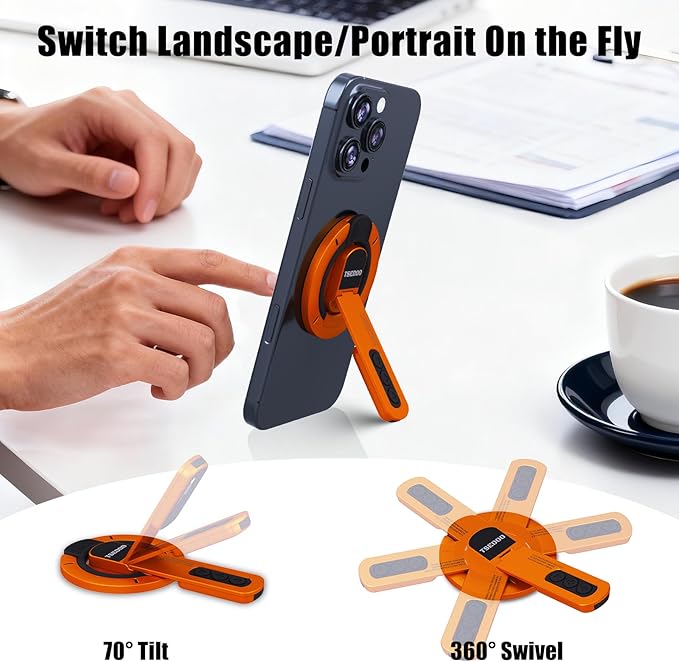 3-in-1 Magnetic Phone Grip Stand with 360° Roration Angle Adjustment, Silicone Finger Ring & Fidget Toy Design, Gym Dual-Sided Magnetic Phone Kickstand for All Phones