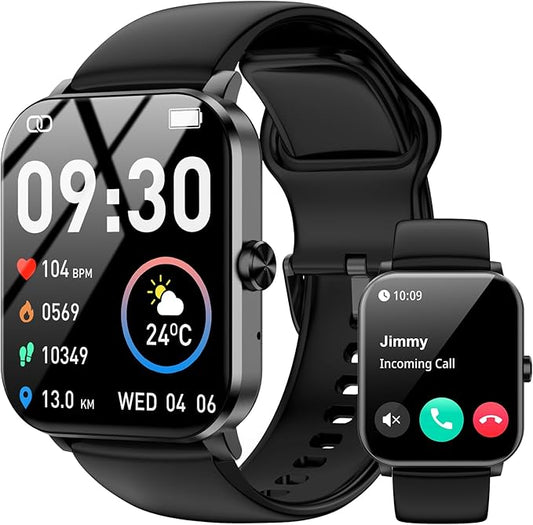 Smart Watch for Men Women, 120+ Sports Modes, Bluetooth Calls/Messages, 1.85" HD Touch Screen, IP68 Waterpro of Fitness Tracker with Heart Rate/Sleep Monitor, Compatible with Android/iOS (Black)