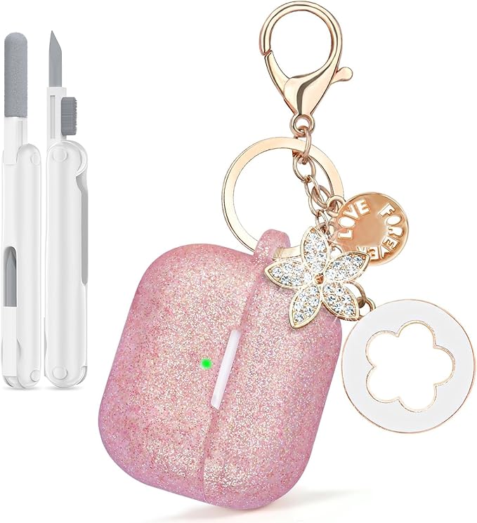 VISOOM for AirPods Pro 3 Case 2025, Silicone Case for Apple Air Pods Pro 3rd Generation Cover Women, Cute iPods 3 Protective Cover with Bling Keychain & Cleaning Kit, Bling Rose Gold