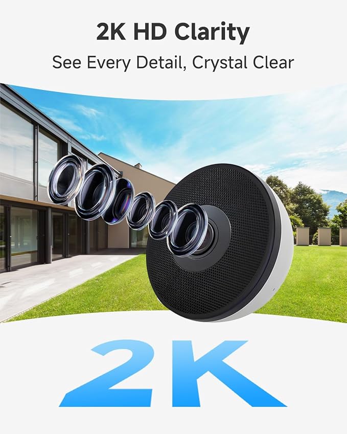 Noorio 2K 4MP Window Camera, 2.4GHz & 5GHz WiFi Indoor Cameras for Home Security with AI Person & Motion Detection, Blacklight Full Color Night Vision, 2-Way Audio, 24/7 Recording, Alexa, Easy Install