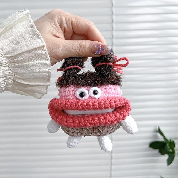 Yatchen Plush Case for AirPods 3,Kawaii Cute 3D Cartoon Fur Sausage Mouth Frog Funny for AirPods 3rd Generation Cover with Keychain Protective Case Women Girls