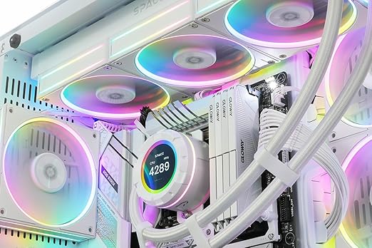 ID-COOLING SL360 White CPU Liquid Cooler with Display, Customizable 2.1" LCD Display for Images or Performance Metrics, 360mm AIO Cooler, Three AF127 ARGB Fans, Fits Intel/AMD