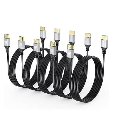 8K Slim HDMI Cable 10FT 5-Pack, Ultra High-Speed 48Gbps