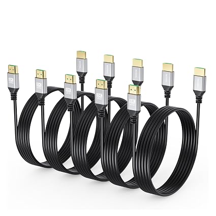 8K Slim HDMI Cable 10FT 5-Pack, Ultra High-Speed 48Gbps