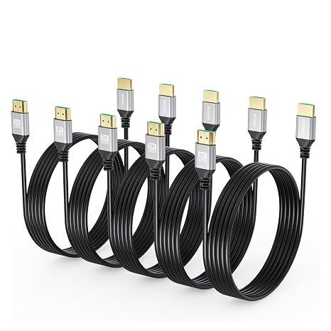 8K Slim HDMI Cable 10FT 5-Pack, Ultra High-Speed 48Gbps
