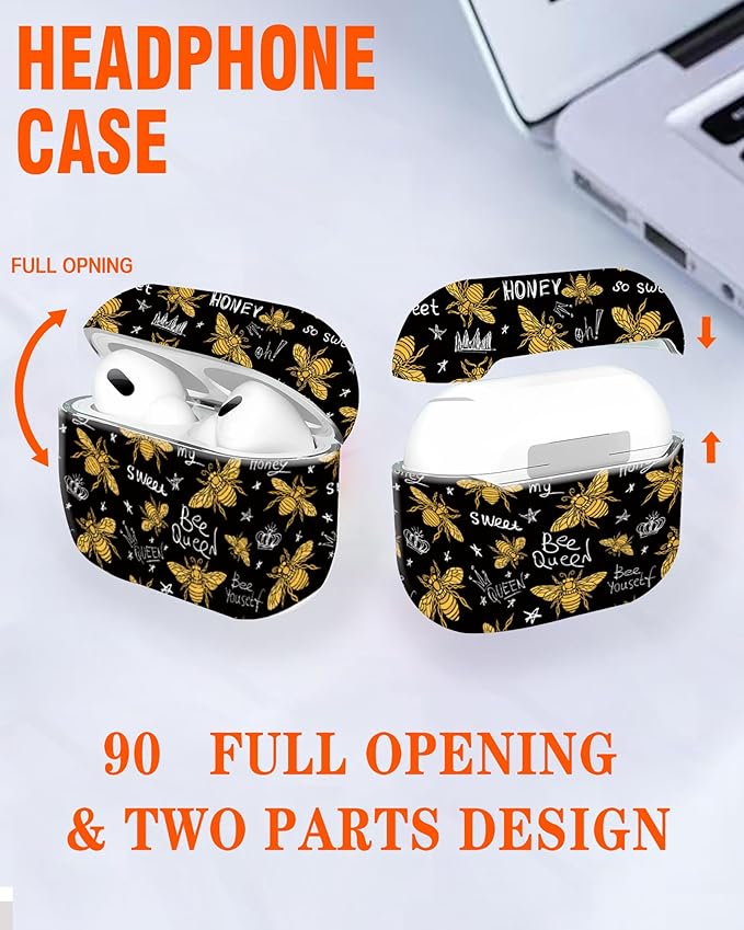 Compatible with Airpod Pro 2nd/1st Generation,360° Full Protection Cover for Girl Women,Cute Accessories Hard Case Portable & Shockproof for Airpod Pro 2nd Charging Case 2023/2022/2019(Bee)