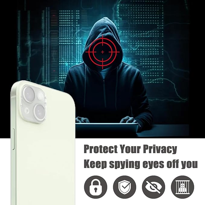 Camera Lens Cover Compatible for iPhone 14/14 Plus/15/15Plus,Camera Lens Protector to Protect Privacy and Security,Strong Adhesive -2 Pack-Clear