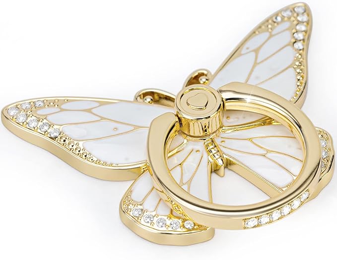 Butterfly Cell Phone Ring Grip Holder, 360 Degrees Rotation Phone Ring Grip Stand, Metal Finger Kickstand Compatible with iPhone, Samsung Galaxy, LG Google Pixel, Android Phone