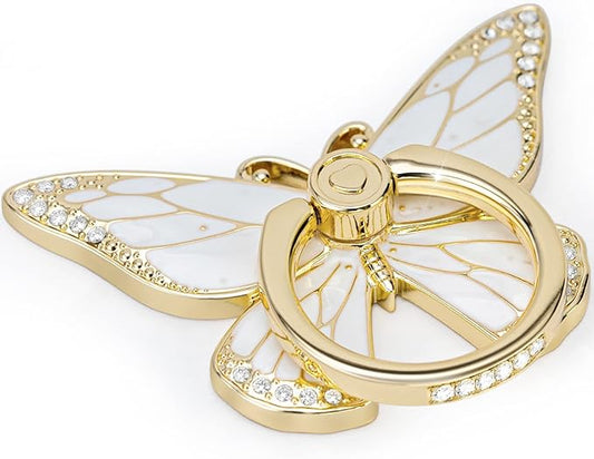 Butterfly Cell Phone Ring Grip Holder, 360 Degrees Rotation Phone Ring Grip Stand, Metal Finger Kickstand Compatible with iPhone, Samsung Galaxy, LG Google Pixel, Android Phone