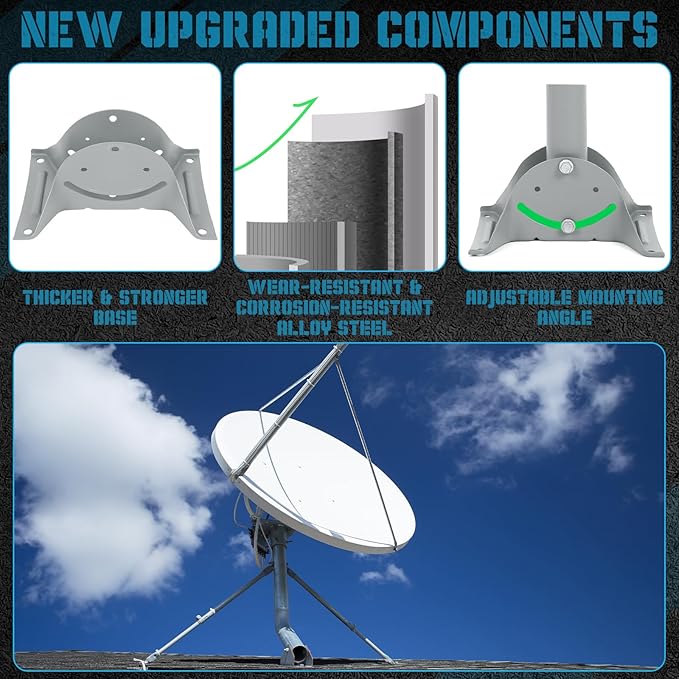 Universal J Pipe Antenna Mount Kit, 2 Inch Outdoor Adjustable Monopoles for Mounting Satellite Dish HDTV Supports up to 30 Lbs Steel Bracket Roof Wall Panel Mounting