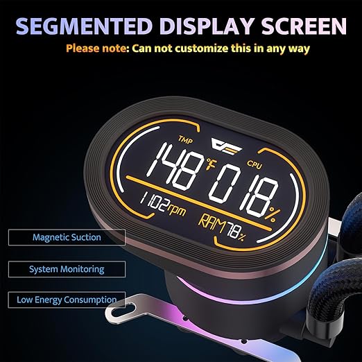 darkFlash DH360D V1.2 All-in-one Liquid CPU Cooler with Display, CPU Monitoring, ARGB Sync, PWM Fans 360mm AIO, High-Efficient CPU PC Cooler Radiator for Intel 1851/1700, AMD AM4/AM5 (Black)