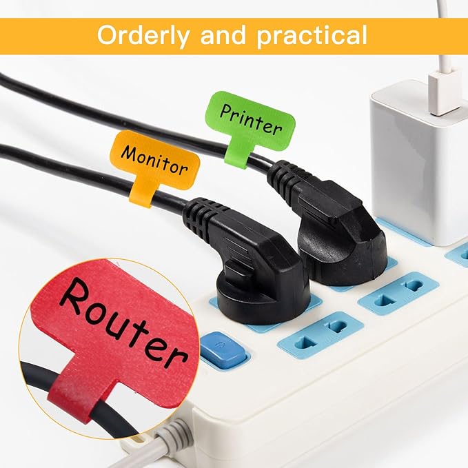 Cord Labels for Electronics Write On,24 PCS Reusable Cable Labels Tags,Colorful Wire Labels to Identify Charging Cords,with 1 Marker