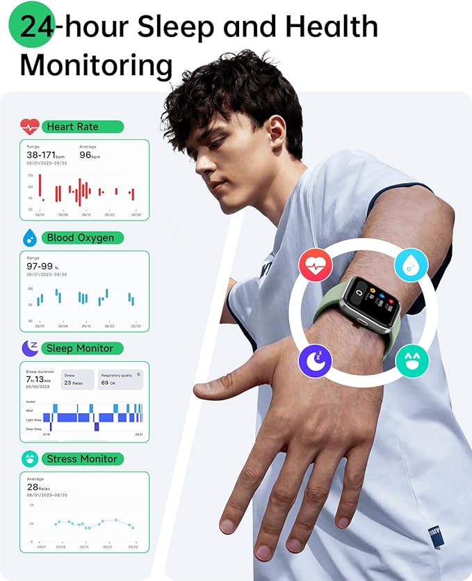 WMK Smart Watches for Men Women (Android/iPhone), 1.85" HD Alexa Smart Watch with Bluetooth Calls/Messages/Reminders, 24/7 Heart Rate/SpO2 Monitor Watch, 120+ Sport Modes Fitness Tracker Watch, Gift