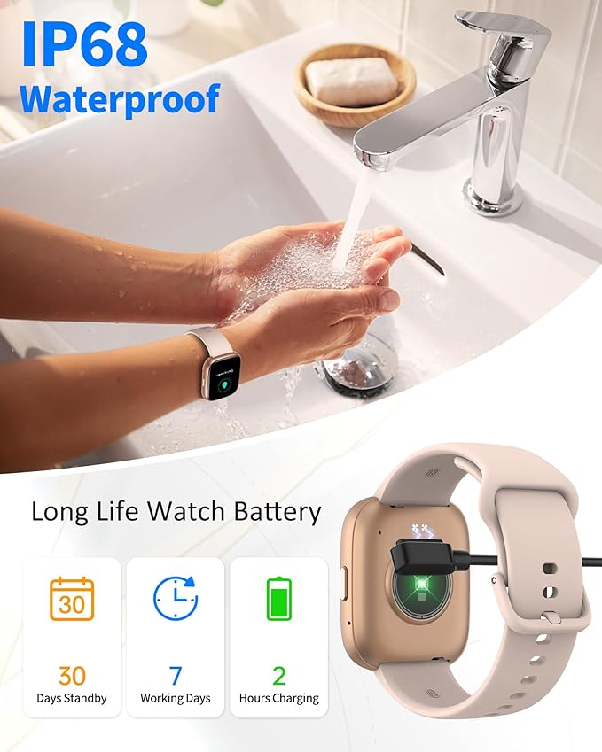 Smart Watch Men Women with Voice Assistant, 1.83" HD Fitness Tracker, Bluetooth 5.3 Call, Heart Rate SpO2 Sleep Monitor, IP68 Waterproof, 100+ Sports Modes, Pedometer for iOS Android