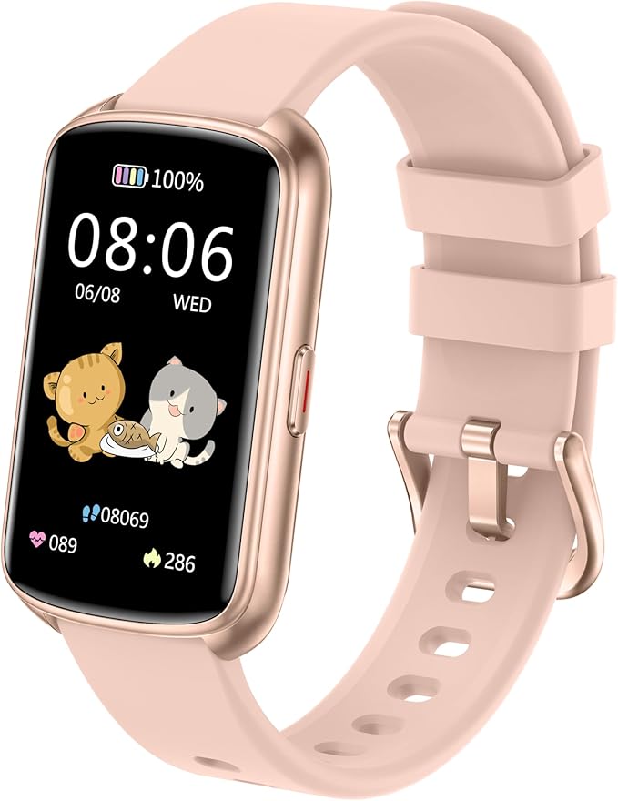 Fitness Tracker with 1.47" Touchscreen, Slim Smart Watch for Men Women, 5ATM Waterproof Activity Tracker with Heart Rate Blood Oxygen Sleep Monitor, Smartband for Android iOS (Pink)