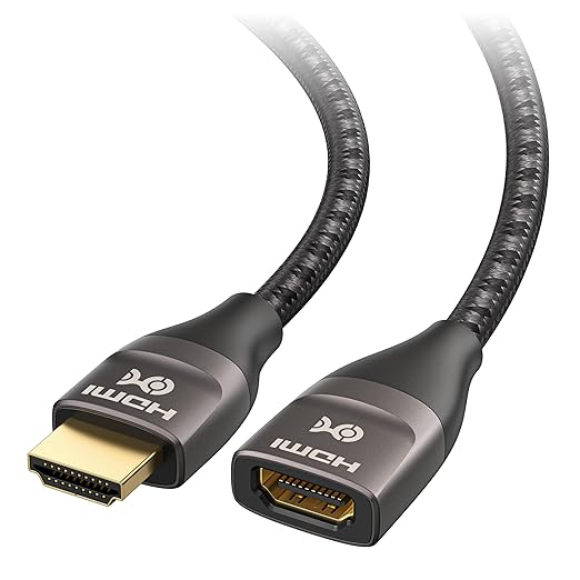 Cable Matters 48Gbps Ultra HD 8K HDMI Extension Cable - 1ft / 0.3m, Supports [8K@60Hz / 4K@240Hz with HDR], HDMI Male to Female Extender Cable, Graphite Black