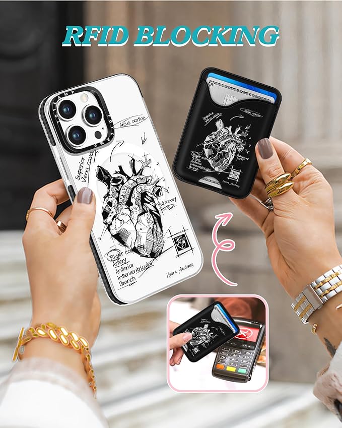 Toycamp for iPhone 15 Pro Max Case - Compatible with Magsafe Credit Card Holder Wallet Magnetic Cute Women Teen Girls Kawaii Girly Unique Strawberry Heart Phone Cover for Apple 15 Promax 6.7"
