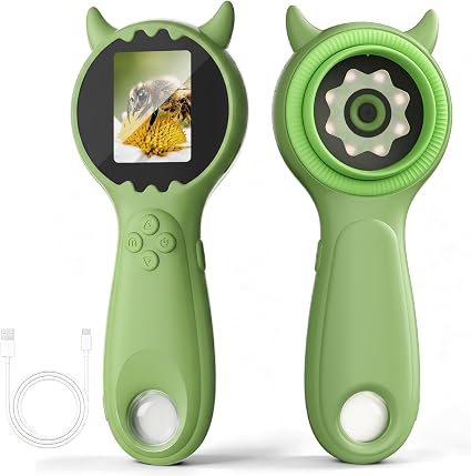 Kids Digital Microscope Gifts Camera, 1000X Digital Microscope Auto Focus STEM Toy 2-inch IPS Screen, 8 Adjustable LEDs, Built-in Photo Storage,Toy for Ages 3-12 (Green)
