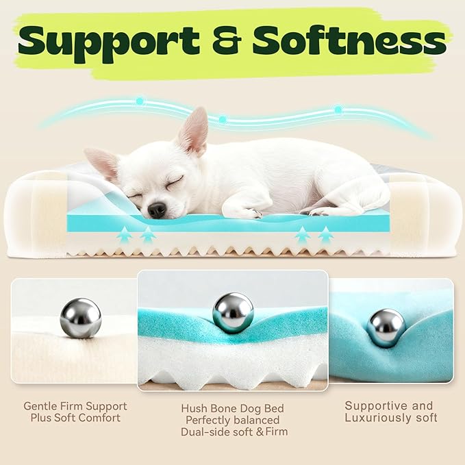Puppy Beds for Small Dogs Orthopedic with Cooling Gel Memory Foam Washable Small Size Dog Couch with Removable Cover Waterproof for Senior Pets or Cats,24"x18"x6"Beige