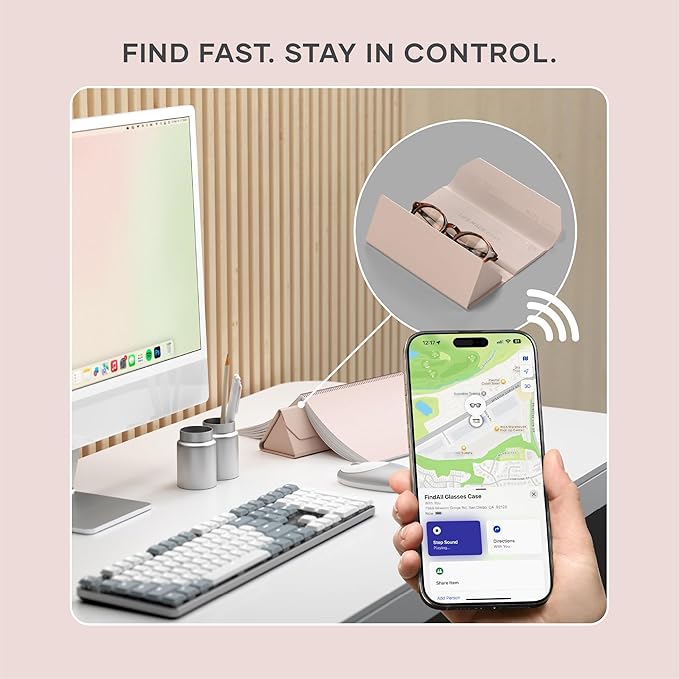 Satechi FindAll Smart Glasses Case with Find My, Foldable & Portable, Wireless Rechargeable, Loud Audible Left-Behind Alerts
