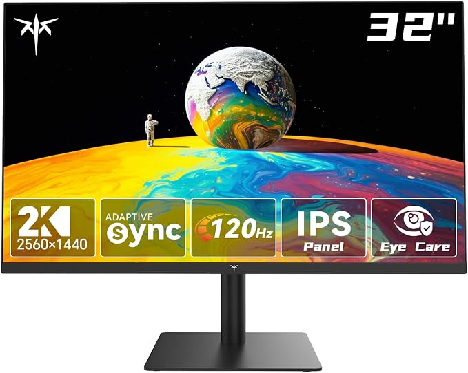 KTC 32 Inch 2K Monitor 120Hz, 1440P IPS Computer Monitor for Office Gaming