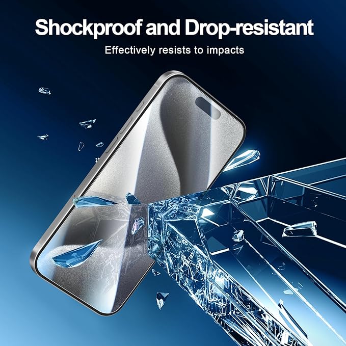 NEW'C 3X for iPhone 15 Pro Screen Protector (6.1 inches)+ 3X Camera Lens Protector, Sensor Protection, Case Friendly Tempered Glass Film + Dust Plug- Easy Installation Tool Include