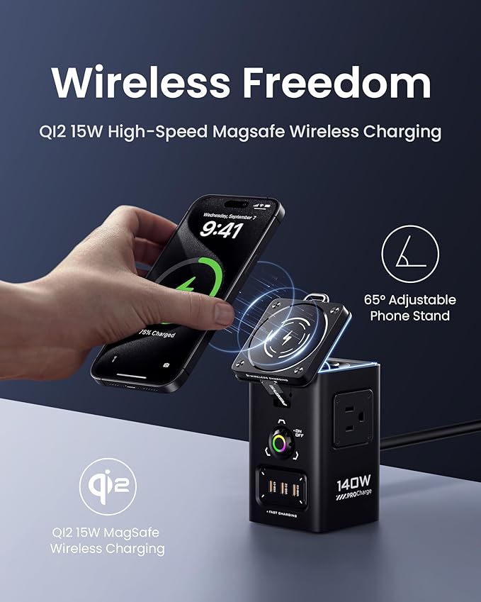 PISEN 8-in-1 Mag-Safe Charger Stand - 140W Charging Station for Multiple Devices Mag-Safe Stand Magnetic Qi2 Wireless Charger for iPhone 17/16/15/14/13/12 Series, Magnetic Charger for Apple Watch