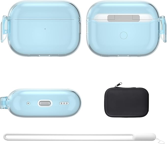 Valkit Compatible Airpods Pro 2 Case Clear with Lock, Shockproof AirPods Pro 2nd/1st Generation Case Soft Transparent Protective Cover with Lanyard iPods Pro 2 Skin for Airpods Pro 2nd/1st Gen