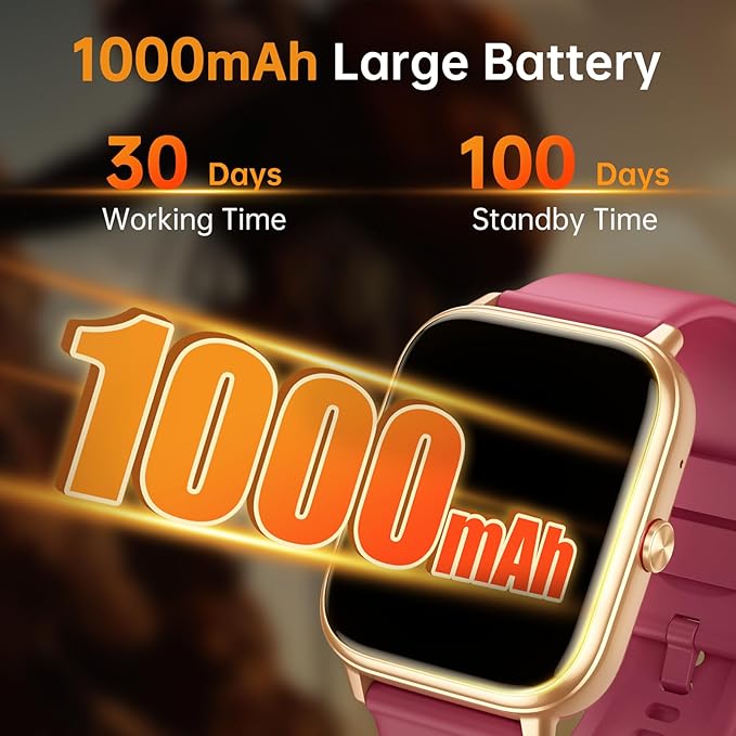 Smart Watch for Men Women, Fitness Tracker (Answer/Make Call), 1000 mAh Battery, 120+ Sport Modes, Step Counter/Sleep Monitor Fitness Watch, Smartwatch for Android/iPhone (Wine Red)