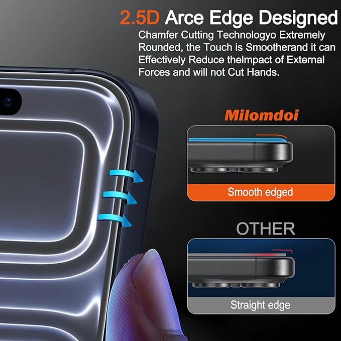 Milomdoi 3 Pack Matte Screen Protector for iPhone 17 Pro [Phone Case Friendly] Tempered Glass Accessories Film, Shatterproof No Bubble, Easy Installation with Mounting Frame for Apple
