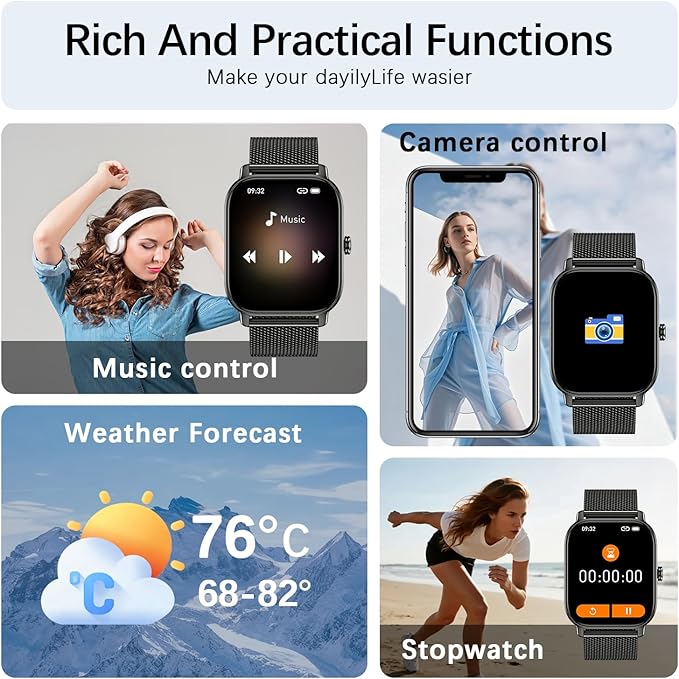 Smart Watch for Women Men Fitness: Make Answer Call Digital Mens Watches Waterproof Running Smartwatch for Android Phone iPhone Samsung Compatible Heart Rate Monitor SpO2 Pedometer Step Tracker