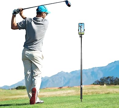 BMZX Golf Tripod Monopod, 47" Selfie Stick for Golf Swing Training & Recording | with Spike, Tripod, Magnetic Phone Holder, 1/4"-20 Screw, Carry Bag | Compatible with iPhones, Android & Cameras