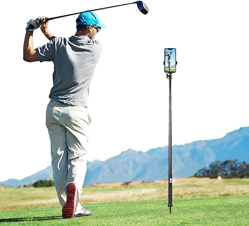BMZX Golf Tripod Monopod, 47" Selfie Stick for Golf Swing Training & Recording | with Spike, Tripod, Magnetic Phone Holder, 1/4"-20 Screw, Carry Bag | Compatible with iPhones, Android & Cameras