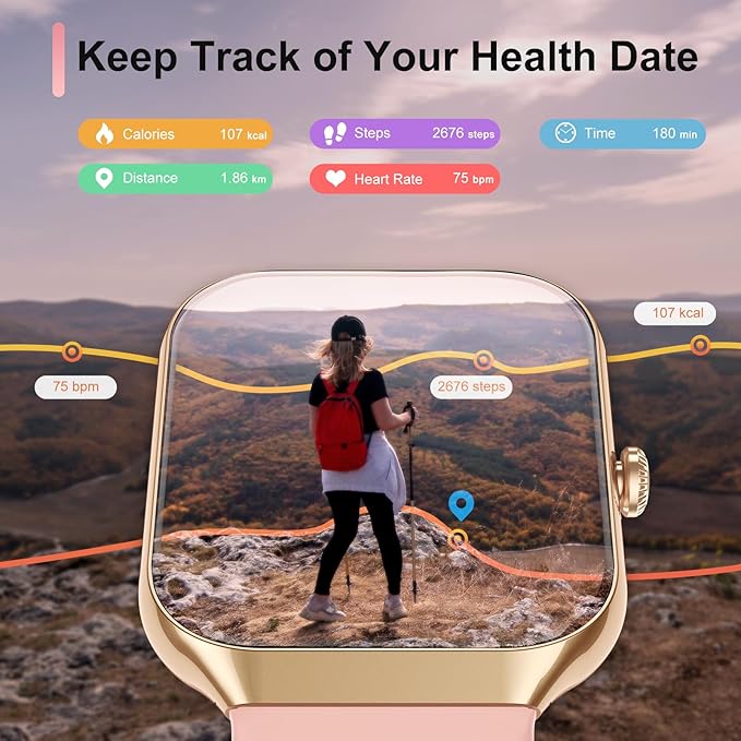 Smart Watch for Men Women Answer/Make Calls, 1.96" HD Fitness Watch with Heart Rate Monitor Sleep Monitor, 113+ Sports Activity Trackers with Step Counter, IP68 Waterproof, Smartwatch for Android/iOS