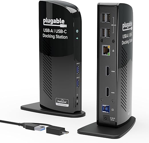 Plugable USB 3.0 Universal Laptop Docking Station, Dual HDMI Monitor