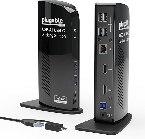 Plugable USB 3.0 Universal Laptop Docking Station, Dual HDMI Monitor