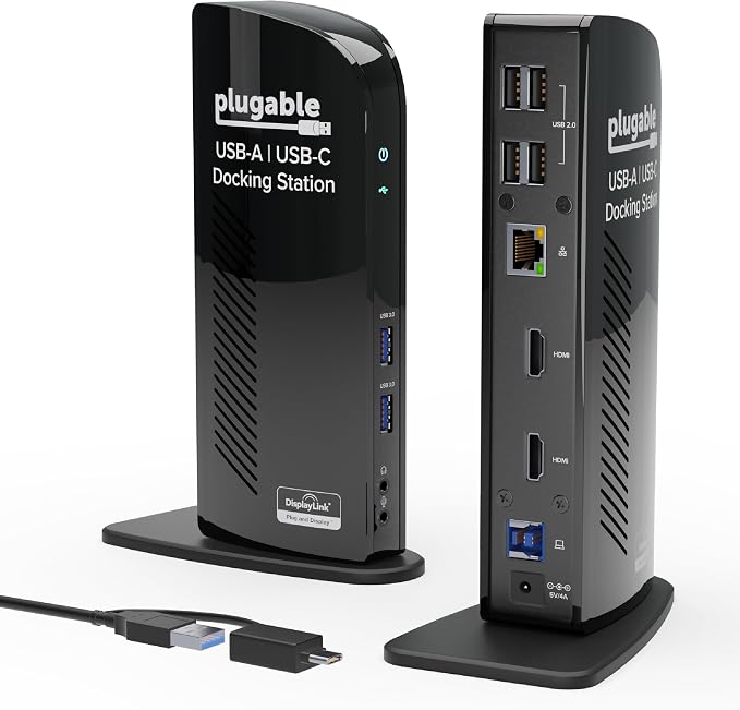 Plugable USB 3.0 Universal Laptop Docking Station, Dual HDMI Monitor