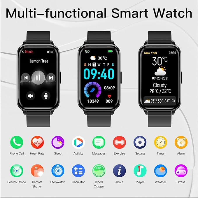 Smart Watch Fitness Tracker Make/Answer Calls for Women Men with Heart Rate Blood Oxygen Sleep Monitor Sports Modes Step Calorie Counter IP68 Waterproof for Android Phones and iPhone