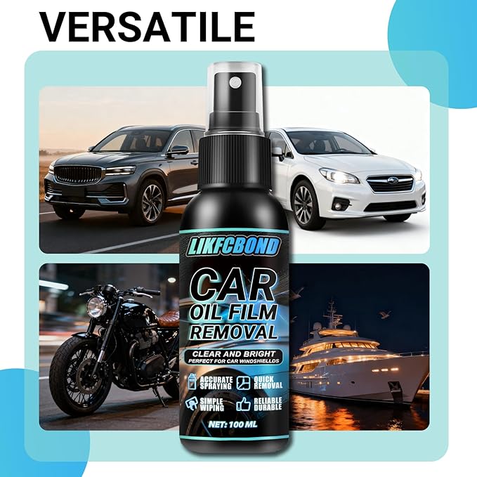 Automotive Oil Film Remover Spray, 100ml Car Whidshield Cleaner Set, Glass Oil Film Remover Liquid Spray Cleanning For Exterior And Interior Use, Shower Door Water Spot