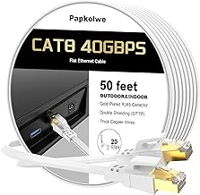 Cat 8 Ethernet Cable 50 ft, 40Gbps 2000MHz RJ45 Flat Network LAN Cable - Image 1