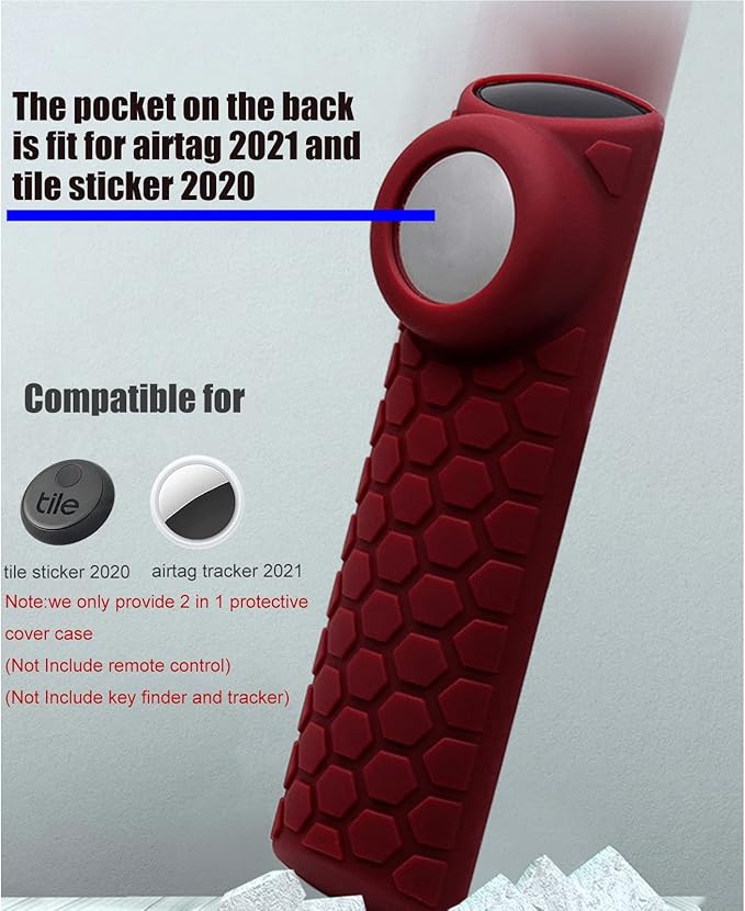 TV Stick 4K Remote Cover with Holder, 2 in 1 Silicone Remote Case Combo, Compatible for Tags and Tile Sticker 2020 and TV (3rd Gen)/ All-New 2nd Gen Remote Control, Red