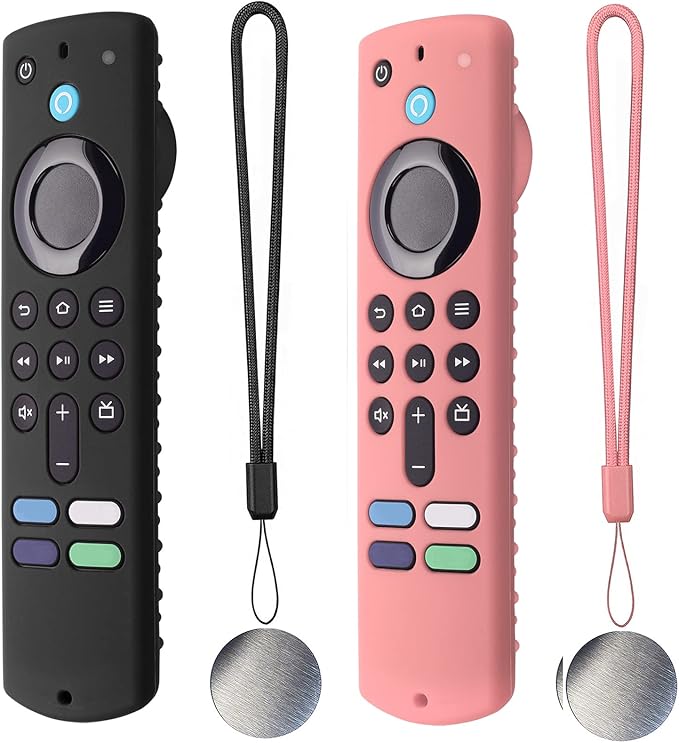 Silicone Remote Cover for Fire TV Stick 3rd Gen 2021 /Fire TV Stick 4k Max Silicone Case Anti-Slip Silicone Protective Case Silicone Sleeve with Magnetic tech(Black+Pink)