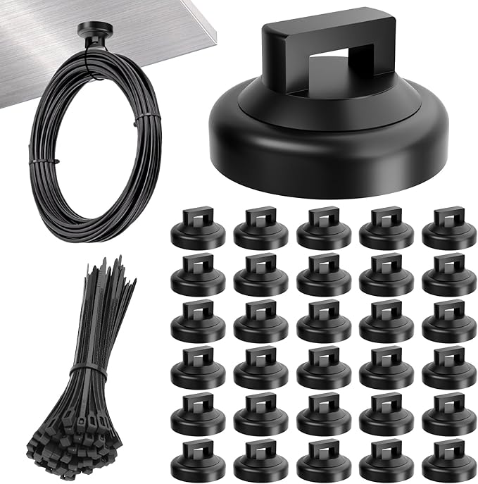 130 Pcs Magnetic Cable Zip Tie Mounts(30 Strong Neodymium Magnets & 100 Releasable Nylon Cable Ties)19 mm Multipurpose Wire Holder Management for Electrical Wiring Organization Supplies