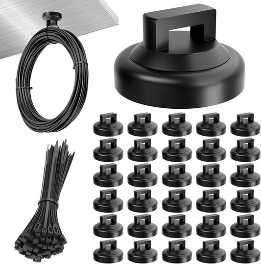 130 Pcs Magnetic Cable Zip Tie Mounts(30 Strong Neodymium Magnets & 100 Releasable Nylon Cable Ties)19 mm Multipurpose Wire Holder Management for Electrical Wiring Organization Supplies
