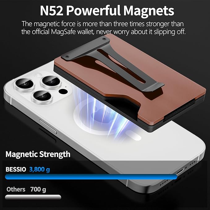 Magnetic Phone Wallet with Apple MagSafe - Metal Card Holder with AirTag Holder, RFID Blocking & Money Clip Mag Safe Wallet for iPhone 16 15 14 13 12 Pro Max/Pro/Plus/Mini