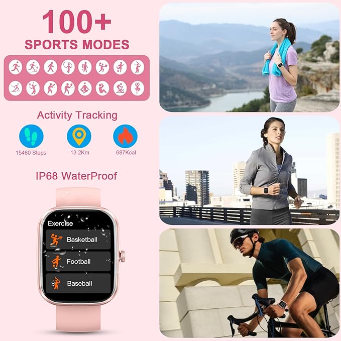 Kuizil Smart Watch, 1.91" Smartwatch for Men Women (Answer/Make Call), Fitness Tracker with 100+ Sport Modes, IP68 Waterproof, Heart Rate/Sleep Monitor, Pedometer, Activity Tracker for Android iOS
