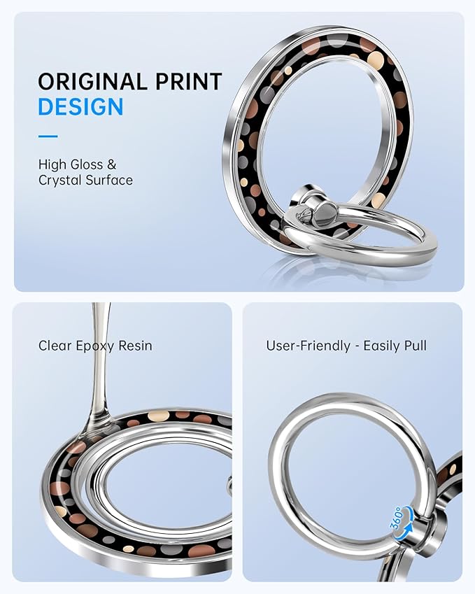 Magnetic Phone Ring Holder Compatible with MagSafe - Cell Phone Grip Magnet Removable Finger Ring Grip Stand Cute Girly Kawaii Design for iPhone 17 Pro Max 16 15 14 13 12 Series Unique Dots