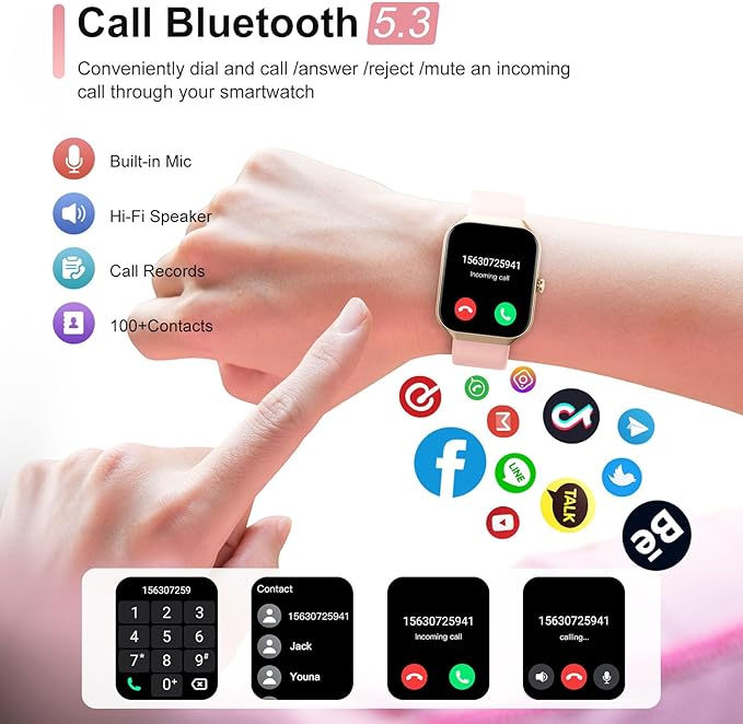 Smart Watch for Men Women Answer/Make Calls, 1.96" HD Fitness Watch with Heart Rate Monitor Sleep Monitor, 113+ Sports Activity Trackers with Step Counter, IP68 Waterproof, Smartwatch for Android/iOS