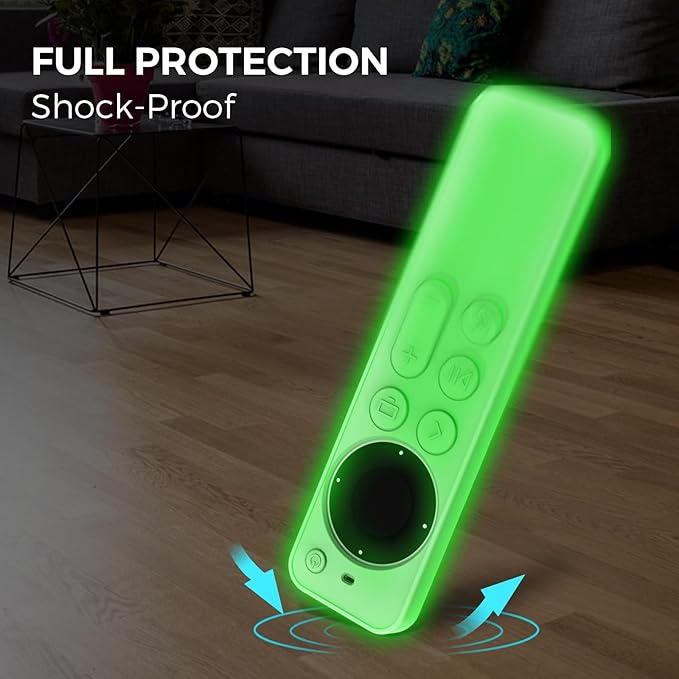 AhaStyle Protective Case for 2021 Apple TV Siri Remote 4k, Anti-Slip Silicone Cover Skin Compatible with Apple TV Remote/Siri Remote [2nd Generation](Glow Green)