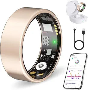 Smart Ring No Subscription, Health Tracker Ring for Women (Rose Gold, 9#)